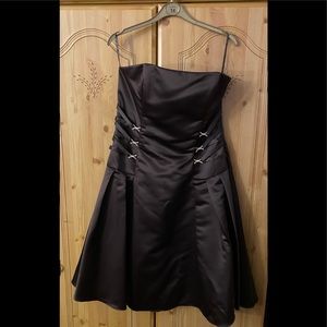 Brown Jessica McClintock Satin strapless dress
